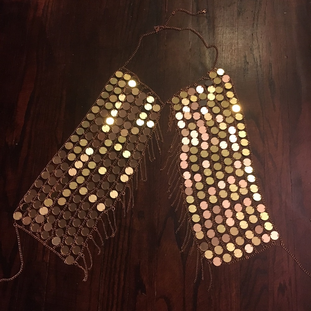 Boho Gold Body Chain Tassels Festival EDC - Picture 7 of 8